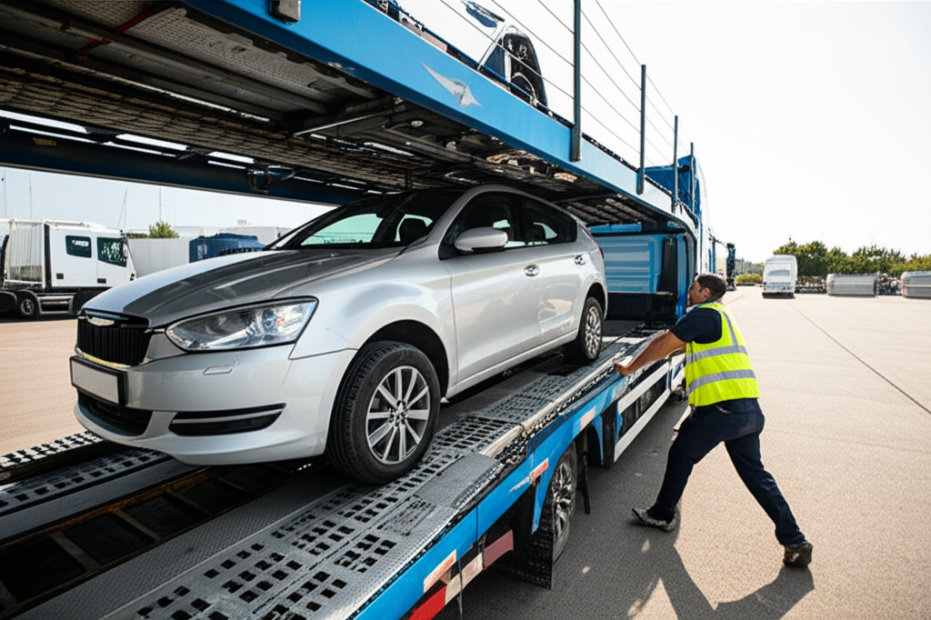 Professional car loading process